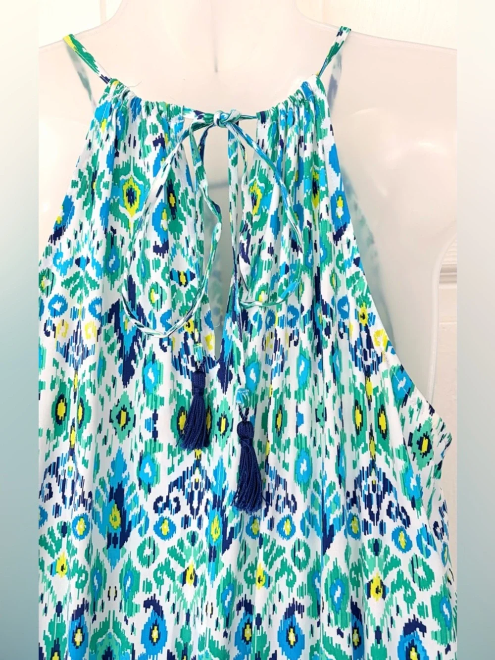 Tommy Bahama Summer Dress Beach Cover up Ikat Print Cover Up Blue Green Small - Picture 9 of 15